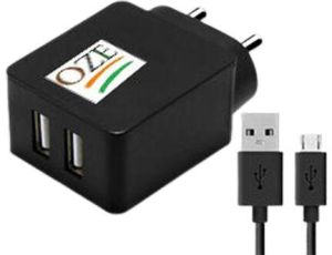 OZE 1.2 amp Dual USB Fast Wall Charger (Black)