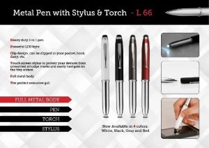 Metal Pen with Stylus and Torch