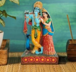 Radha Krishna With Peacock Statue