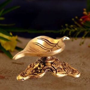 Brass Leaf Diya Idol