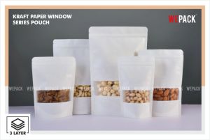 White Kraft Paper Window Stand Up Zipper Pouch