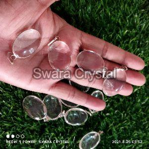 Clear quartz crystal oval pendant