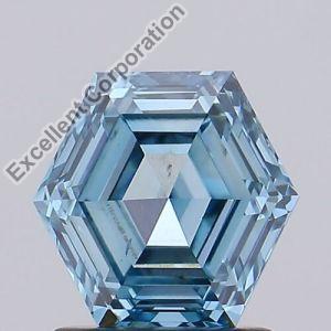 Hexagonal Shape 1.40ct Fancy intense blue SI1 IGI Certified Lab Grown Diamond CVD