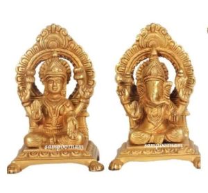 Brass Laxmi Ganesha Statue