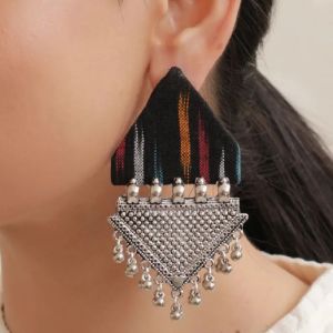 Ikat fabric earrings
