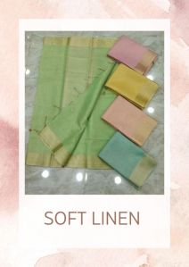 soft linen saree