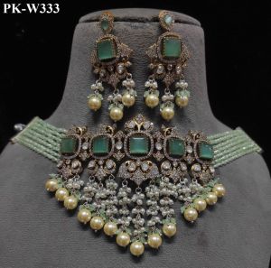 Pure Brass Real Kundan Victorian Plated Choker Set