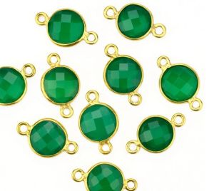 925 Silver Green Onyx Round Connector