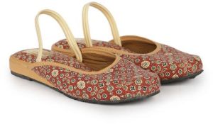 The Desi Dulhan Women Brown Multi Ethnic Synthetic Flat Mules with PVC Sole