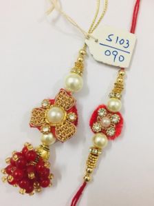 Golden Bhaiya Bhabhi Stone Rakhi