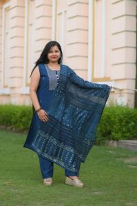 Blue Cotton Silk Suit Set