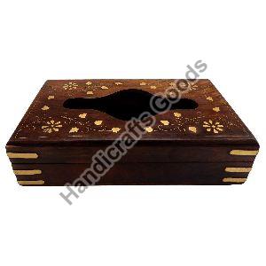 Wooden Brass Tissue Box