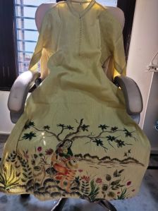 Hand Painted Tree Print Kurti