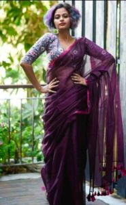 Plain Fancy Cotton Saree