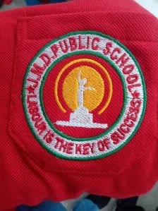 School logo wirting from computer embroidery