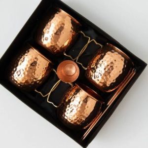 set of 4 copper mule hammered moscow mug