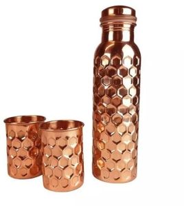 DIvian Hexadic Pure Copper Bottle Diamond Cut Copper Water Bottle