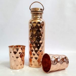 Diwali And Corporate Gift Copper Bottle With Glass