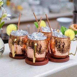 Hammered Moscow Mule Mug Copper set