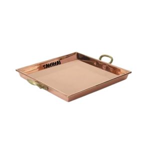 COPPER HAND HAMMERED PLATED SERVING TRAY