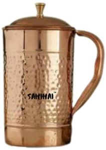 Sahi Hai DIAMONDS HAMMERED DESIGN COPPER JUG PITCHER