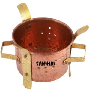 Sahi Hai brass handle round copper hammered sigri angeethi