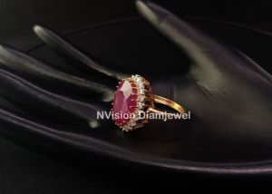 Burmese Ruby and Natural Diamond Ring