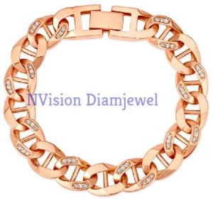 Mens Rose Gold Cuban Natural Diamond Bracelet