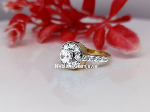 Natural Diamond Solitaire Halo Diamond Ring