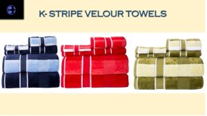 Cotton K-Stripe Velour Towels