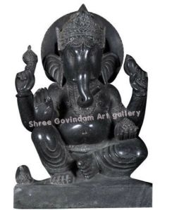 Black Stone Ganesha Statue