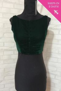 Velvet Boat Boat Neck Sleeveless Blouse