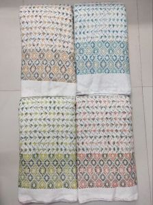 Rayon Digital Printed Chikan Embroidery Fabric