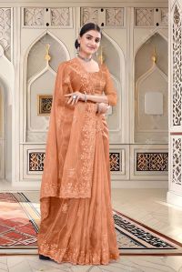 Ladies Designer Embroidered Bollywood Net Sarees