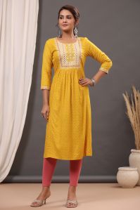 Ladies Embroidered Printed Cotton Kurti