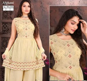 Ladies Cream Afghani Salwar Suit