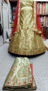 Party Wear Golden Ladies Silk Lehenga Choli