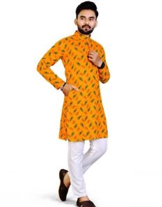 Radhe Radhe Print Mens Kurta