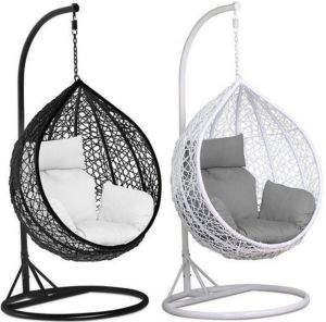 Cast Iron Swing Chair with stand and cotton cushion Papaya