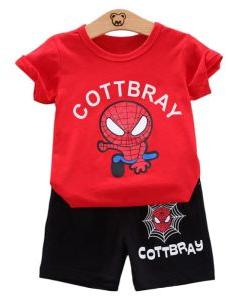 Cottbray Cartoon Printed Cotton Half Sleeve Kids Clothing Sets