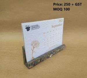 Textile Recycled Paper Plantable Calendar with Recycled Chipboard Stand