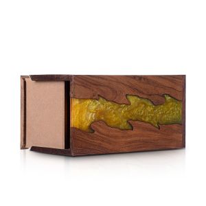 Golden Epoxy Rose Wood Urn Box
