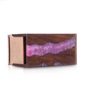 Rosewood and pink resin urn box