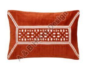 Applique Embroidered Orange Rectangle Cushion Cover