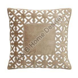 Applique Embroidered White & Beige Cushion Cover
