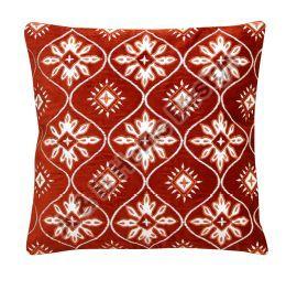 Applique Embroidered White & Orange Cushion Cover