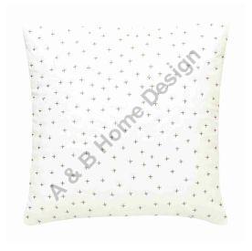 Cross Dot Quilt Embroidered White Cushion Cover