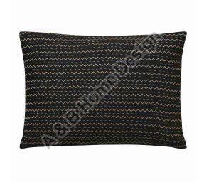 Zigzag Quilt Embroidered Black Cushion Cover