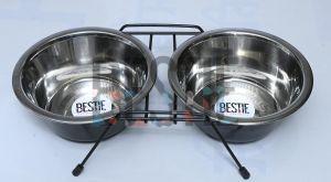 Stainless Steel Double Diner Food Bowl Stand