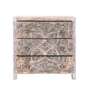 Majestic Floral Hand Carved Mango Wood Drawers